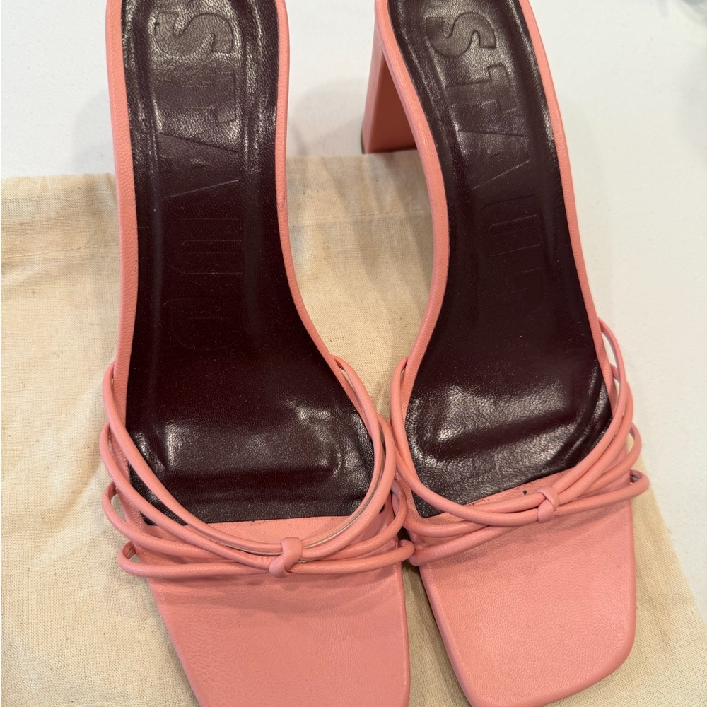 STAUD Coral Pink Strappy Heels